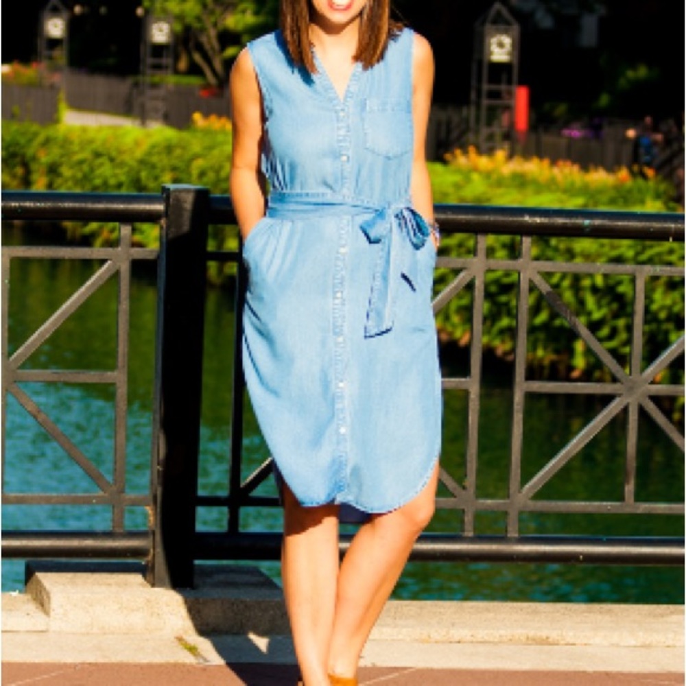 J. Crew women’s sleeveless shirtdress dress in chambray size XS
